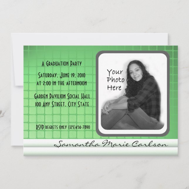 Invitation Invitation/Graduation Photo Carrelage Vert (Devant)