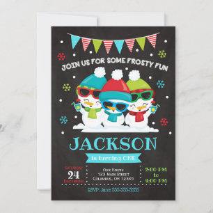 Invitation Invitation/neige d'anniversaire de bonhomme de