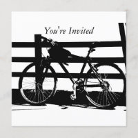 ©Invitation personnalisée pour vélo noir et blanc 