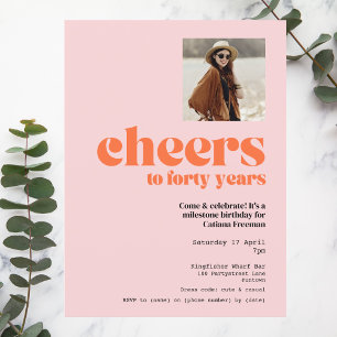 Invitation Invitation, Retro Pink & Apricot, 40e anniversaire