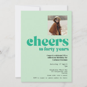 Invitation Invitation, Retro Sage Green, fête de 40e annivers