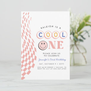 Invitation InvitationCool One Girl's First Birthday À damiers