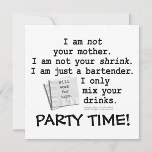 Invitation, Invitations - JE SUIS BARMAN