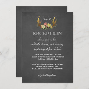 Invitation Invite de mariage RÉCEPTION Florale Antlers Chal