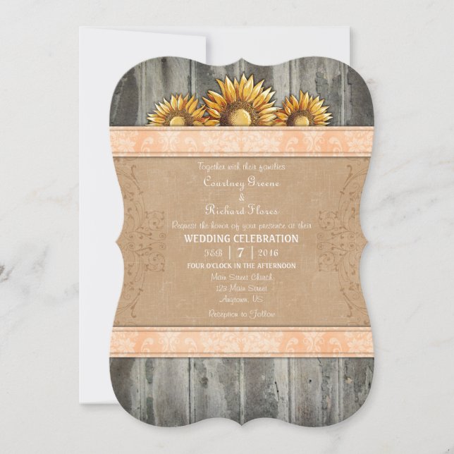 Invitation Inviter à participer à un mariage Brown de tournes (Devant)