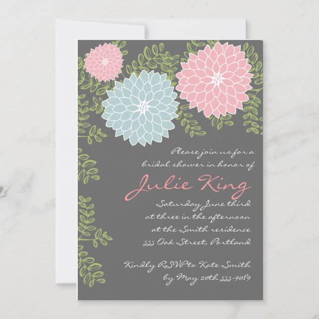 Invitation Invititation assez floral de Fête de la mariée (Devant)