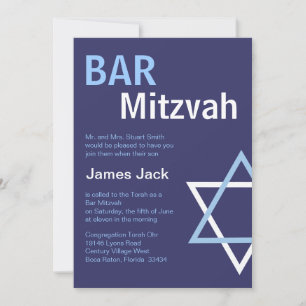 Invitation Invitition moderne Bar Mitzvah - Bleu foncé