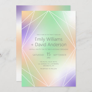 Invitation Iridescente Pastel Diamond Inspiré Moderne