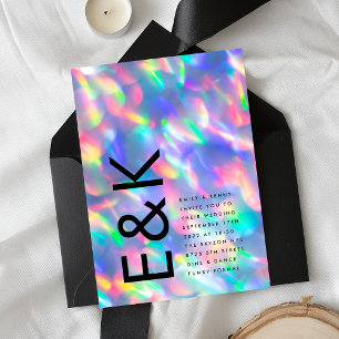 Invitation Iridescente Ultra Moderne Mariage Monogramme