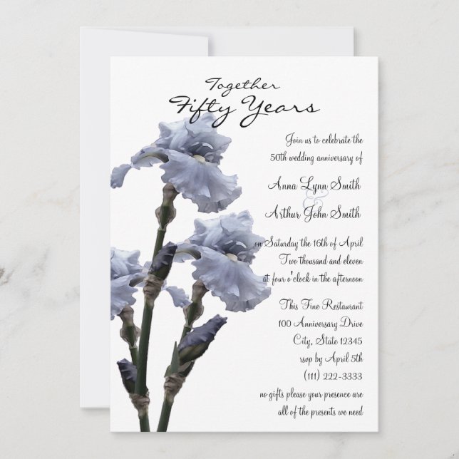 Invitation Iris Anniversaire (Devant)
