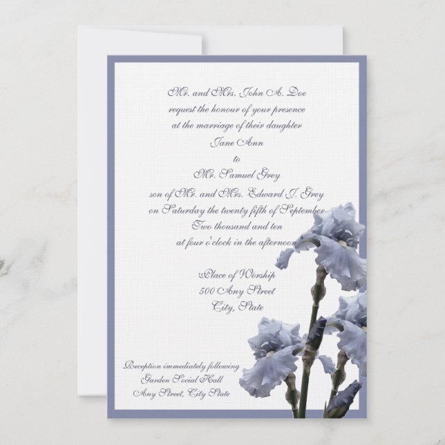 Invitation Iris Bouquet/ Bleu (Devant)