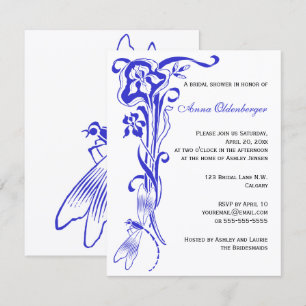 Invitation Iris & Dragonfly Royal Blue Fête des mariées