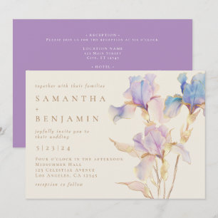 Invitation Iris Elégant Ensemble Complet Fleurs Aquarelle Mar