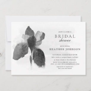 Invitation Iris Élégant Noir et Blanc Fleur Mariage