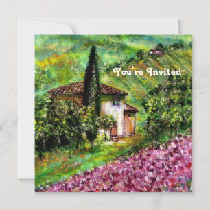 Invitation IRIS EN TOUSCANE,Champ de fleurs vert violet
