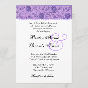 Invitation Iris Purple Flowers Mariage Damask