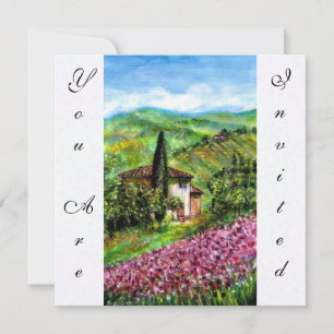 Invitation IRISES EN TOSCANE, Green Purple Flower Field