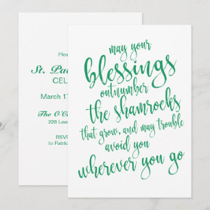 Invitation Irish Blessing St Patrick's Day Party