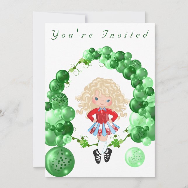 Invitation Irish Dance Green Balloc Arch fête d'anniversaire (Devant)