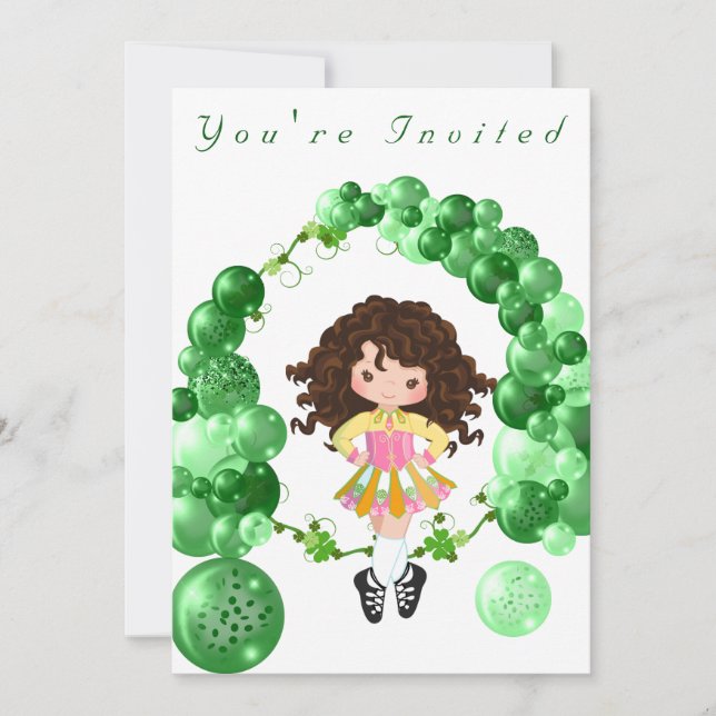 Invitation Irish Dance Green Balloc Arch fête d'anniversaire (Devant)