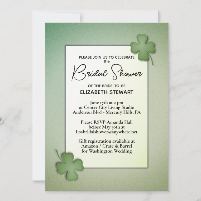 Invitation Irish Dream Bridal Shower (Devant)
