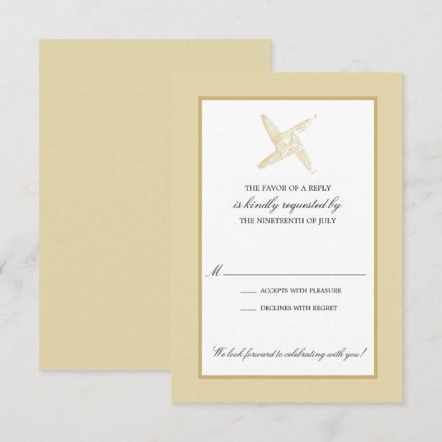 Invitation Irish St. Brigid's Cross Wedding RSVP (Devant / Derrière)