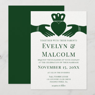 Invitation Irlandais Claddagh Ring Simple Graphic Green Maria