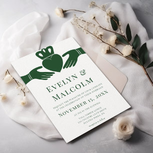 Invitation Irlandais Claddagh Ring Simple Graphic Green Maria
