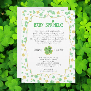 Invitation Irlandais Clovers Baby Sprinkel, or vert neutre