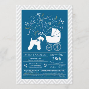 Invitation Irlandais Kerry Blue Terrier Chien Baby shower Blu
