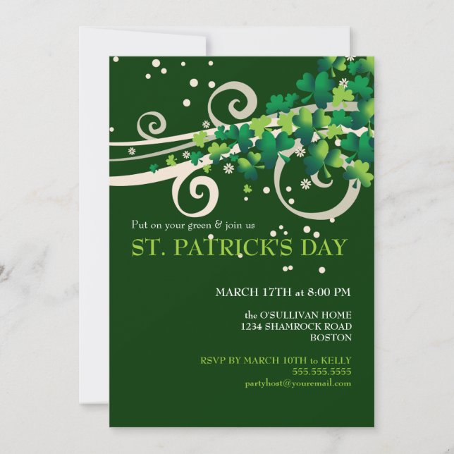 Invitation irlandaise de partie de shamrock de (Devant)