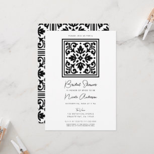 Invitation Ironlace Noir et Blanc Vintage Mariage