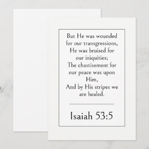 Invitation Isaiah 53:5 Verset de la Bible, Écriture moderne d
