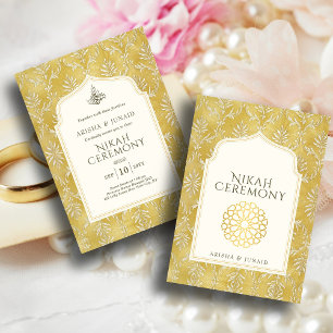 Invitation Islam Royal Golden Damask Muslim Nikah Mariage