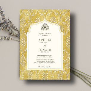 Invitation Islam & Royal Golden Damask Musulman QR Mariage