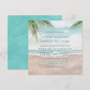 Invitation Island Breeze Ocean Beach Mariage Carré de scène