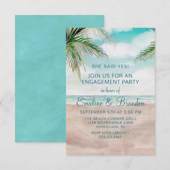 Invitation Island Breeze Plage Peint Scene Party (Devant / Derrière)