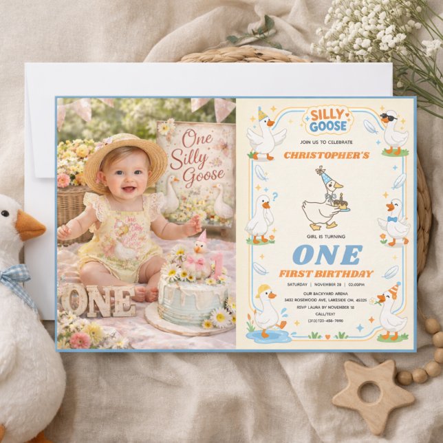 Invitation It’s ONE Silly Goose Retro 1st Birthday Fun Modern (It’s ONE Silly Goose Retro 1st Birthday Fun Modern Invitation
)