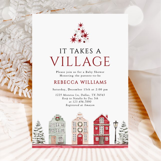 Invitation It Takes a Village Christmas Baby Shower (Créateur téléchargé)