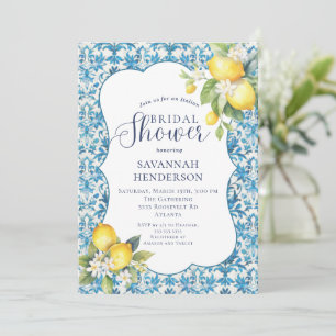 Invitation Italian Lemon Amalfi Bleu Jaune Fête de Mariage