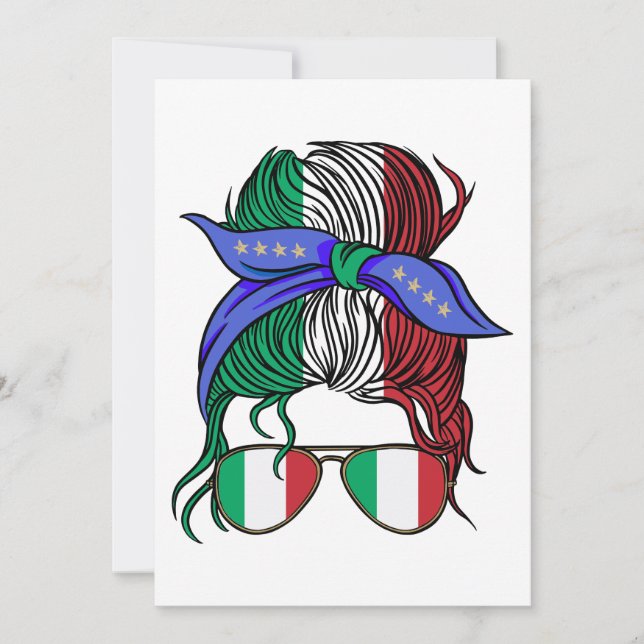 Invitation Italie chaotique pain avec drapeau italien (Devant)