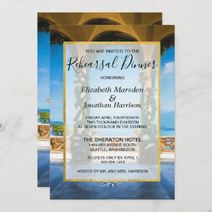 Invitation Italie Élégant Bleu Vert Or Repétition Dîner