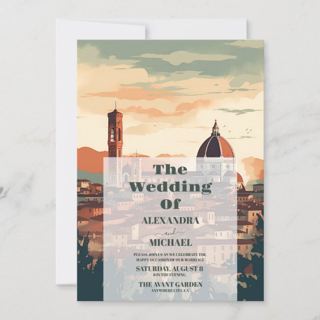 Invitation Italie élégante Florence Destination Mariage (Devant)