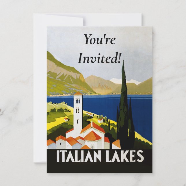 Invitation Italie Lacs Vintage voyage Italie (Devant)