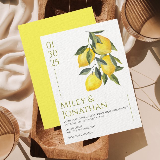 Invitation Italie méditerranéenne Grèce Lemon Vibrant Mariage (Créateur téléchargé)