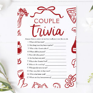 Invitation Italie Pizza Couple Trivia Fête des mariées Jeu