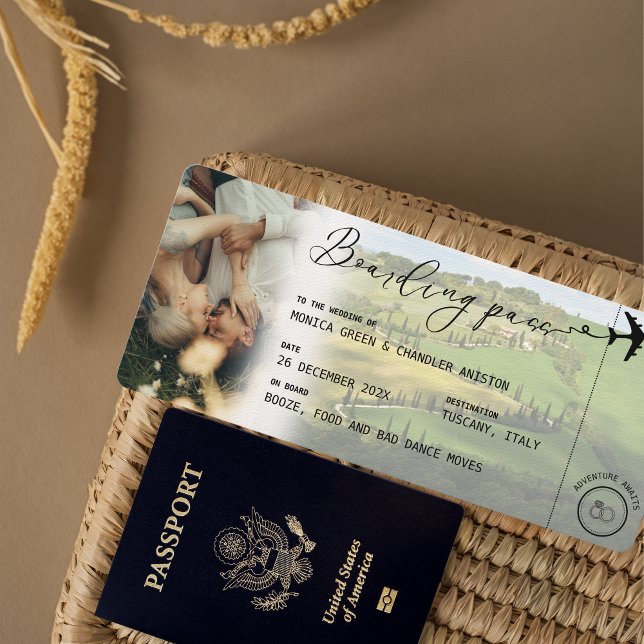 Invitation ITALIE Toscane Passe d'embarquement QR Mariage pho (Créateur téléchargé)