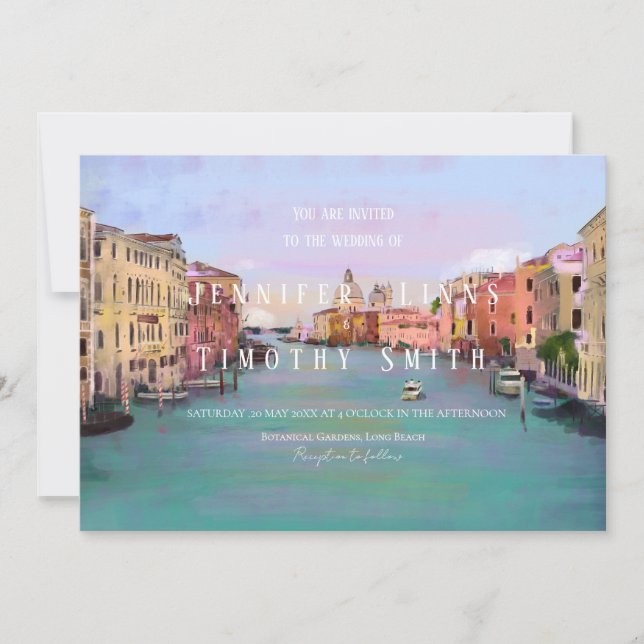 Invitation Italie Venise grand canal peinture (Devant)