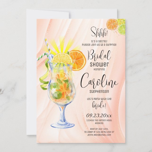 Invitation Italien Aperol Spritz Cocktail Fête des mariées (Devant)