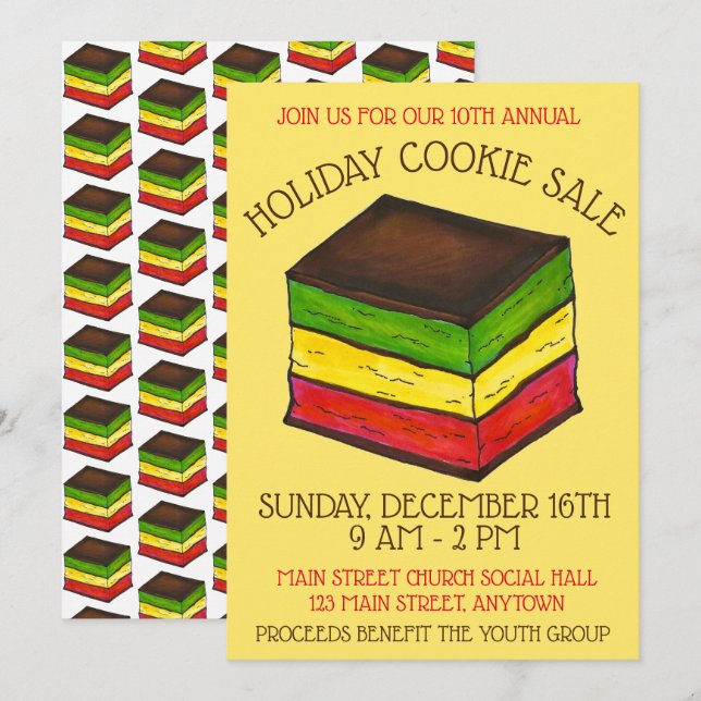 Invitation Italien Arc-en-ciel sept 7 couches Holiday Cookie  (Devant / Derrière)